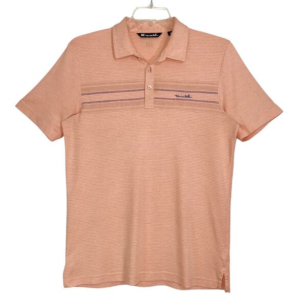 Travis Mathew Swimming Stripe Polo Short Sleeve Golf Shirt Pima Cotton Medium - Picture 4 of 11